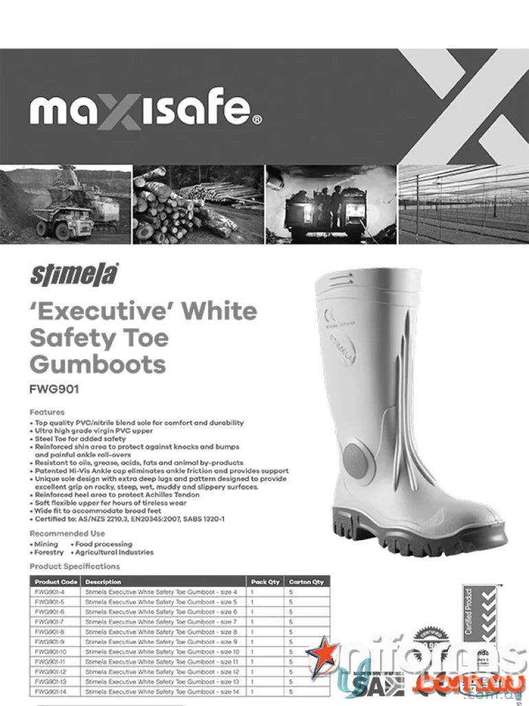 White safety toe gumboot perfect for workwear and ankle support in uniforms