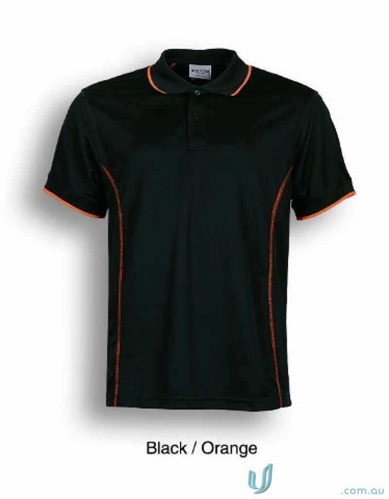 Black and orange Stitch Polo shirt ideal for casual uniforms and stylish polo wear