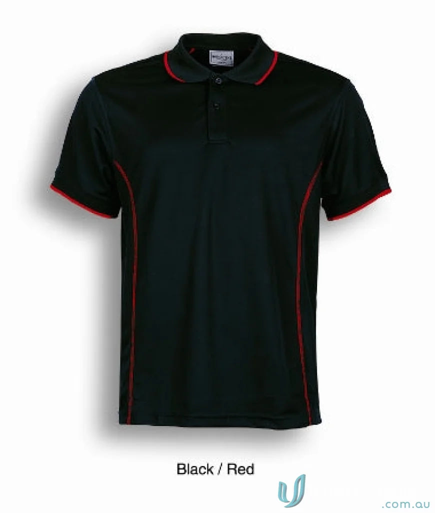 Stitch Polo shirt for uniforms featuring a black polo with red trim