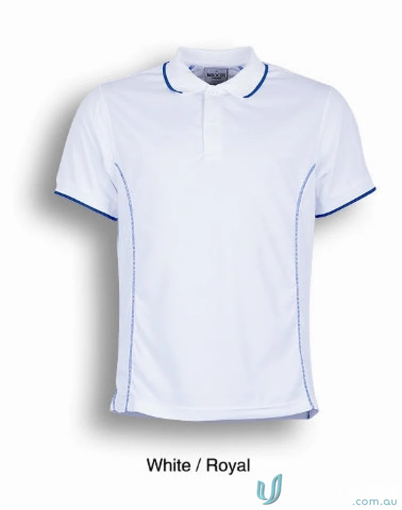Stitch Polo uniform shirt with white and blue trim perfect for casual polo wear