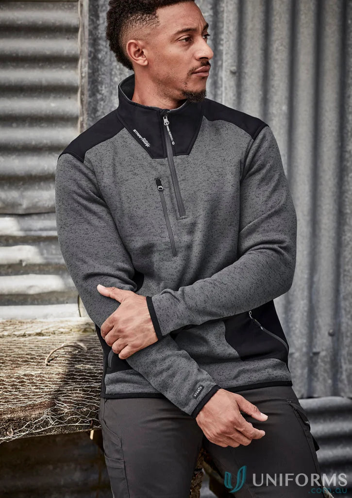 Gray and black marle knitted fleece zip pullover ZT380 from Syzmik Streetworx Reinforced