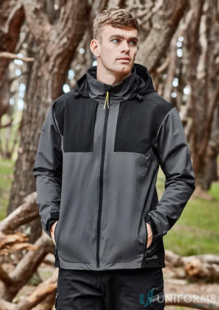 Gray and black Streetworx Stretch Waterproof Jacket with quick-close cuff adjusters