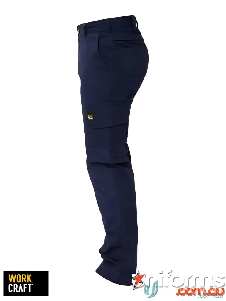 Navy blue Stretch Cargo Pants with cargo pockets, perfect for workwear and uniforms
