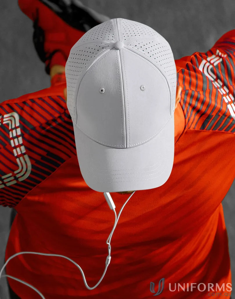 White perforated Stretch Laser Cut Sports Cap, perfect for runner’s cap ch88 and winning spirit stretch