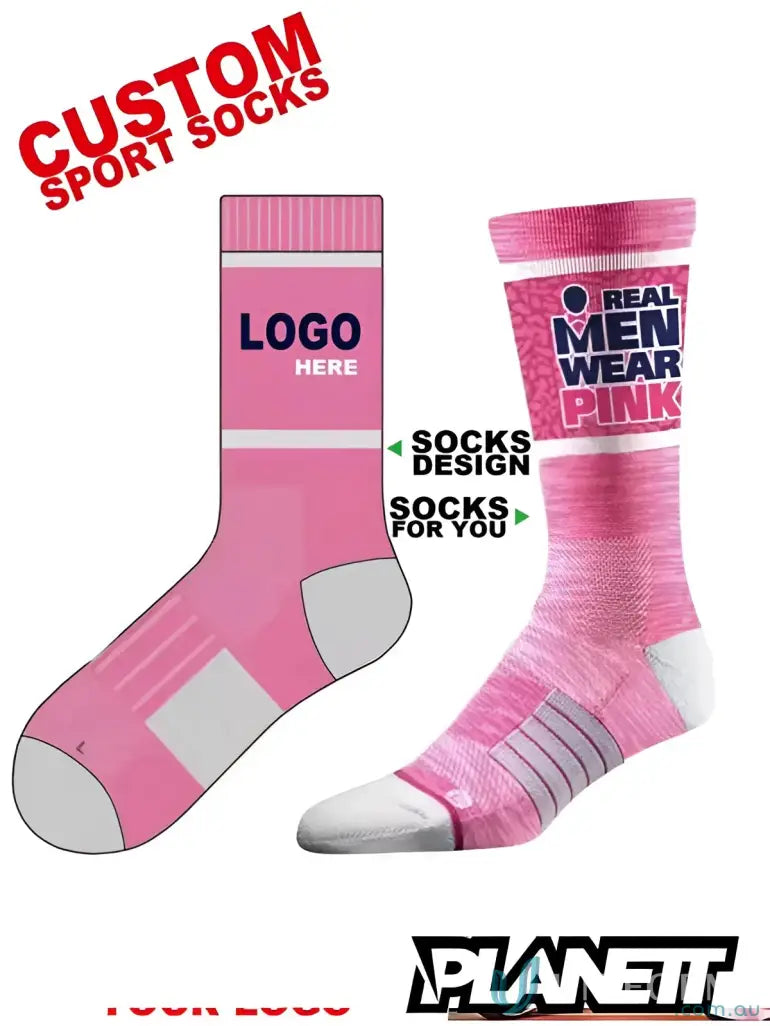 Custom pink sports socks for athletes, perfect as custom sports socks or sports gear
