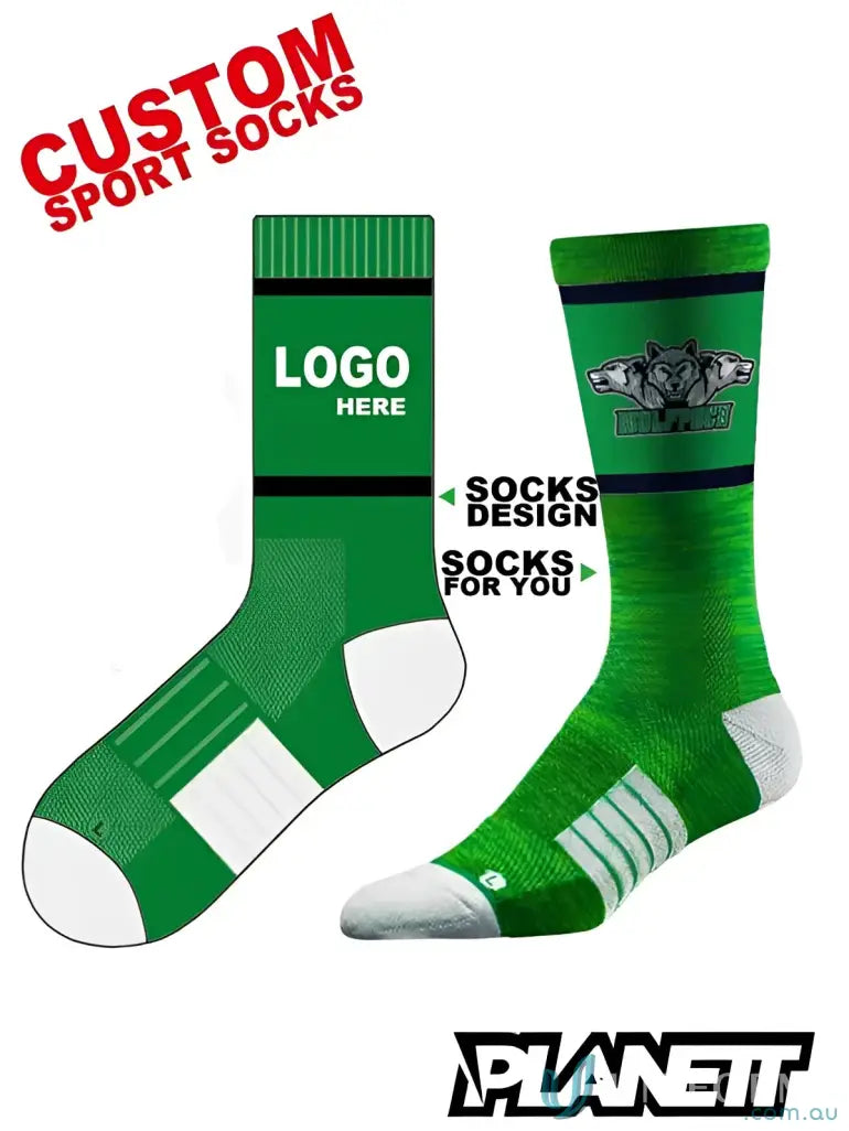 Custom sports socks from Sublimated Sports Socks brand, perfect for custom sports gear
