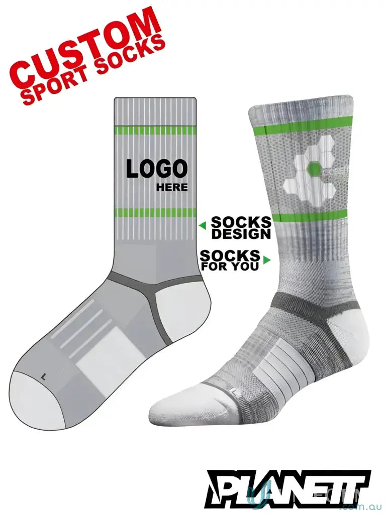 Customizable sports socks shown in Sublimated Sports Socks product for your custom sports needs