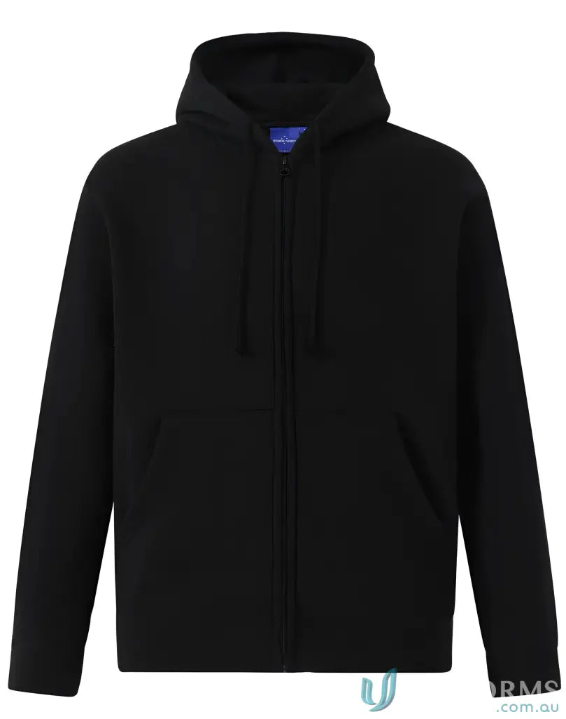 Black zip-up hoodie from SubZero Zip Hoodie with double bay design and FL03 Double Bay style