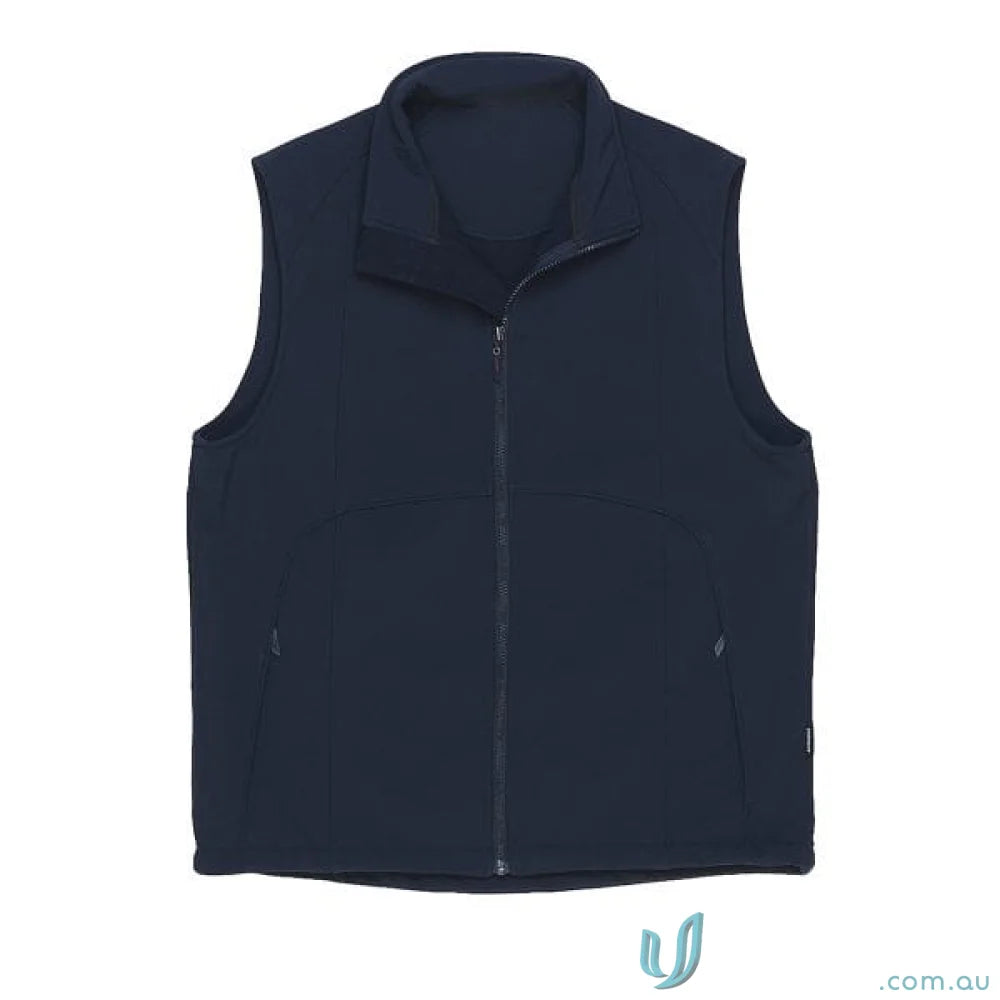 Navy blue Summit Vest with tapered fit, full zipper, and side pockets for sports uniforms