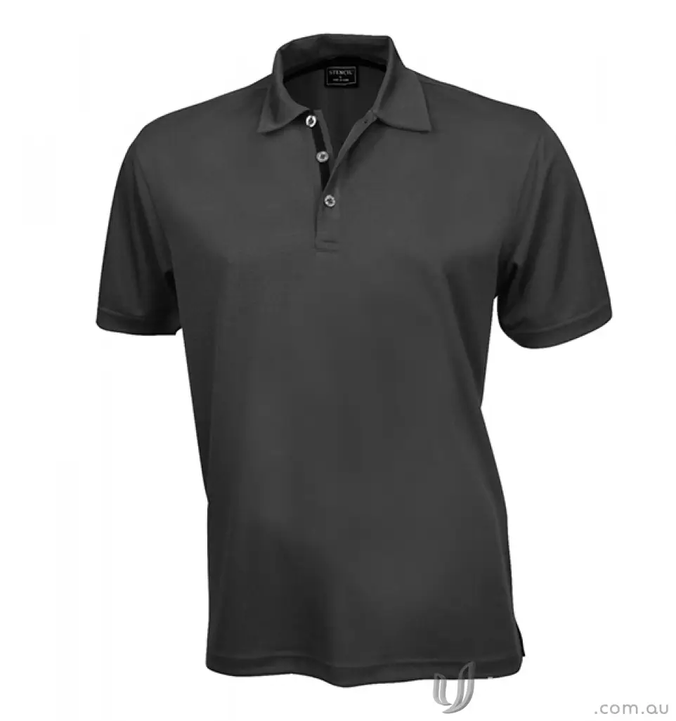 Dark grey SuperDry Polo shirt with fabric, three-button placket, perfect for uniforms