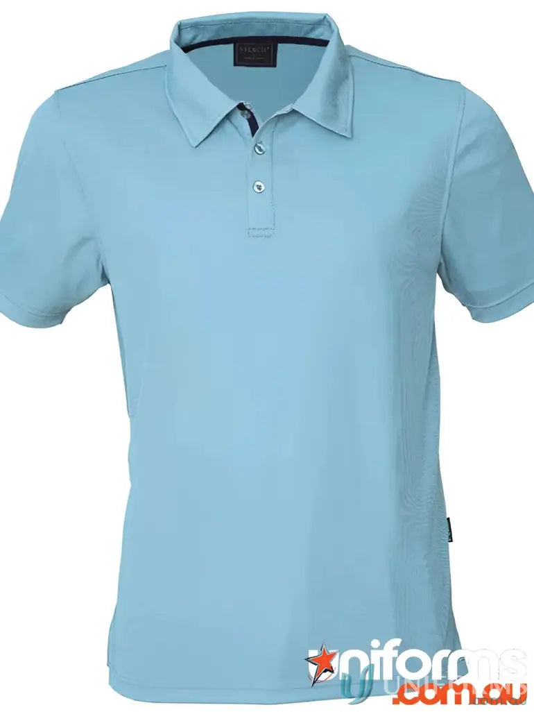 Light blue SuperDry Polo shirt with dark collar trim, soft fabric, and classic placket