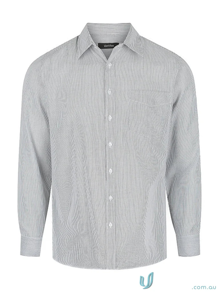 Gray textured Sussex L/S corporate check shirt on display, perfect check shirt look