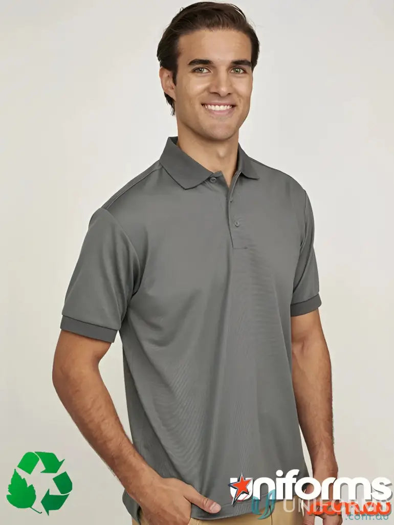 Gray polo shirt from Sustainable Corporate Polo, perfect for men’s sustainable polo lovers