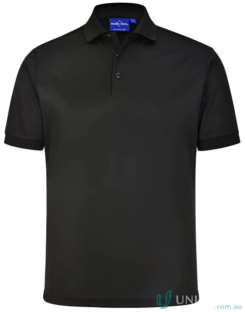 Black polo shirt from Sustainable Corporate Polo, perfect for men’s sustainable polo needs