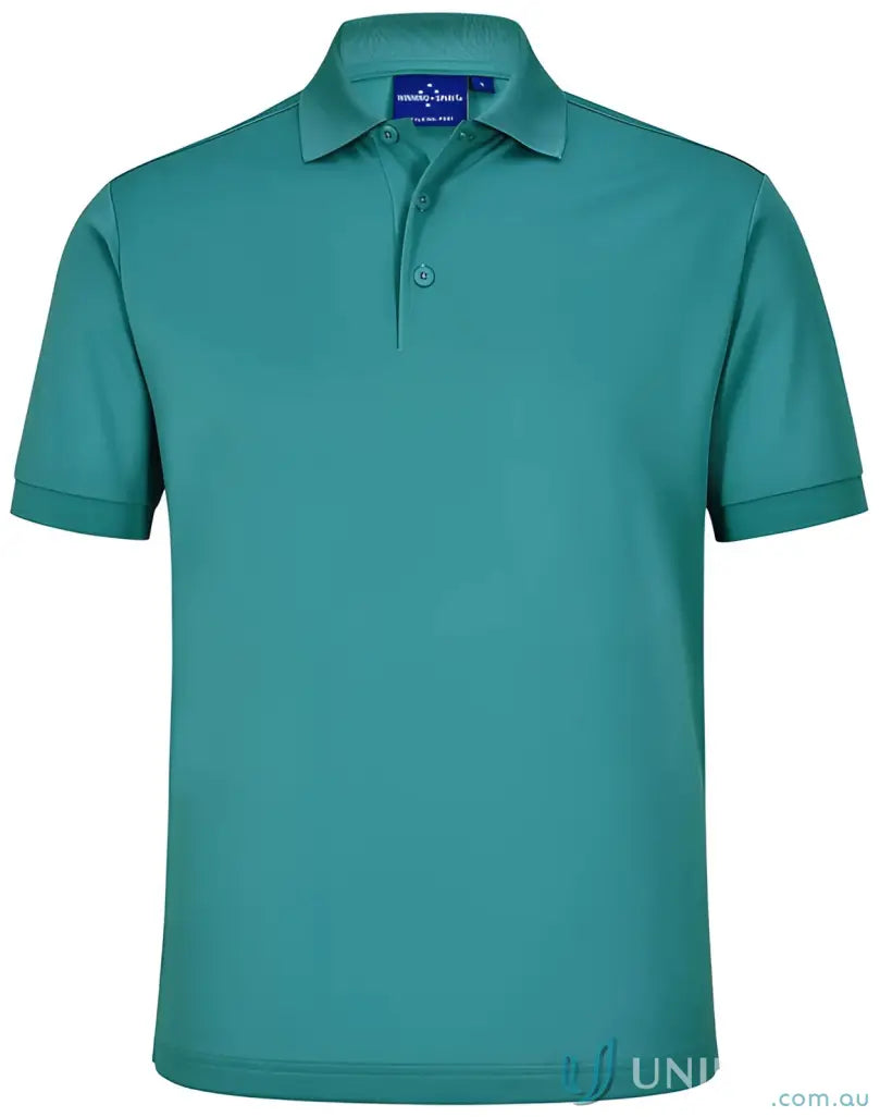 Teal short-sleeved polo shirt from Sustainable Corporate Polo, perfect for men’s sustainable polo style