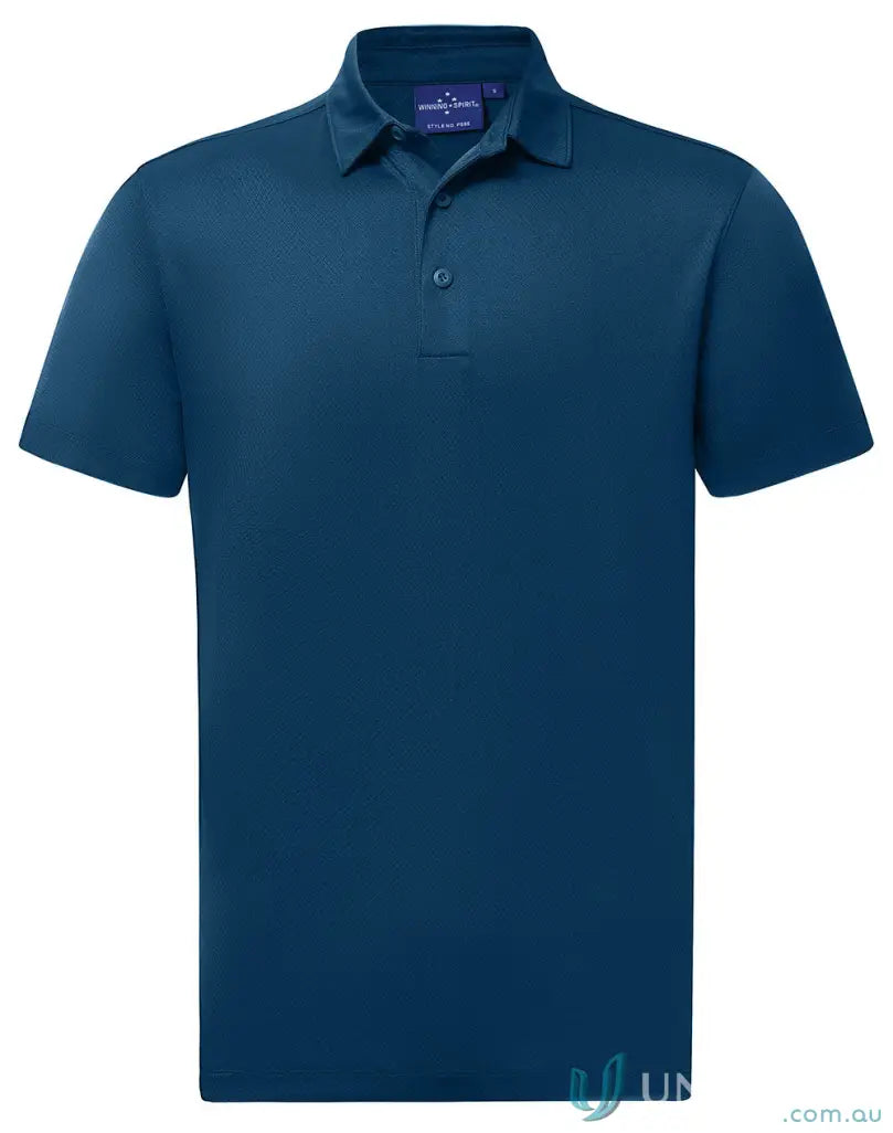 Dark blue short-sleeved polo shirt from PS95 Sustainable Jacquard Knit collection for corporate teams