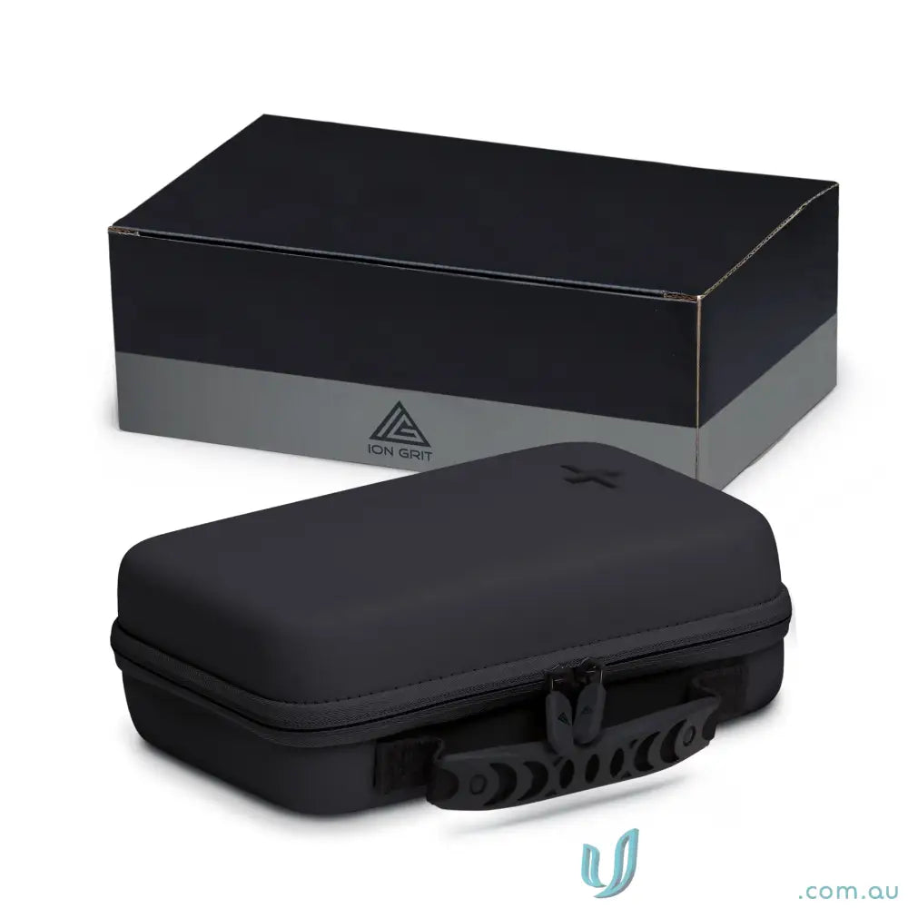 Black aid kit with textured handle in EVA case for uniforms and first aid needs