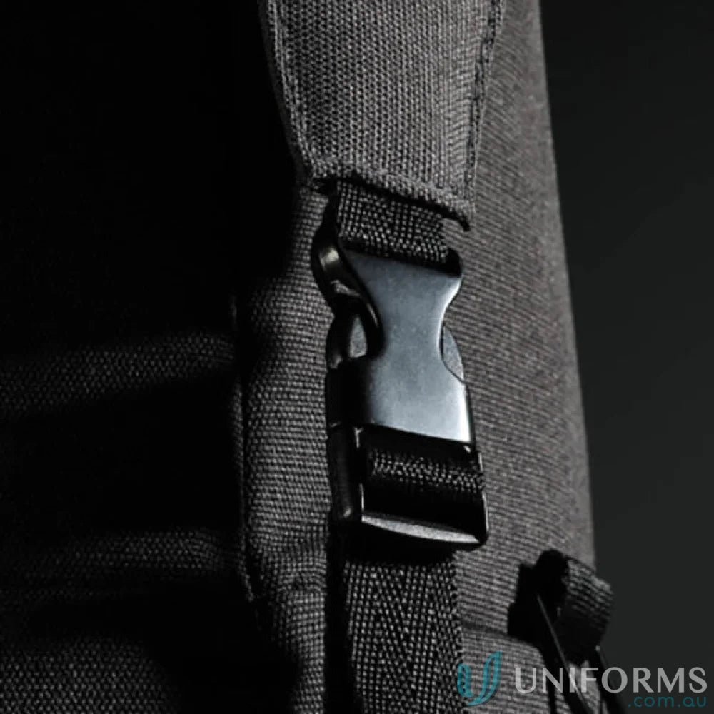 Gray fabric Swissdigital Arosa Duffle Bag with black buckle, perfect for work uniforms