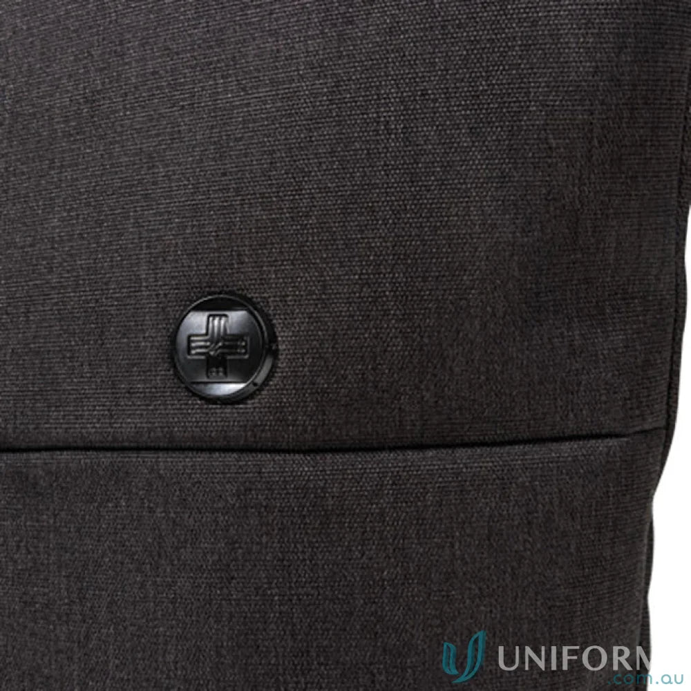 Dark gray textured fabric with Swissdigital Arosa Tote Bag logo, perfect for workwear