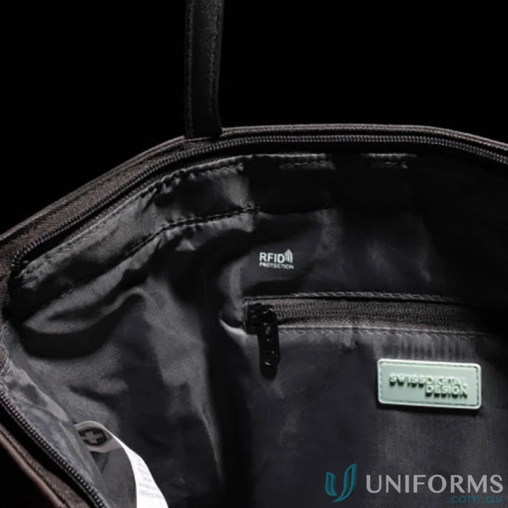 Open black Swissdigital Arosa Tote Bag perfect for work uniforms or workwear essentials