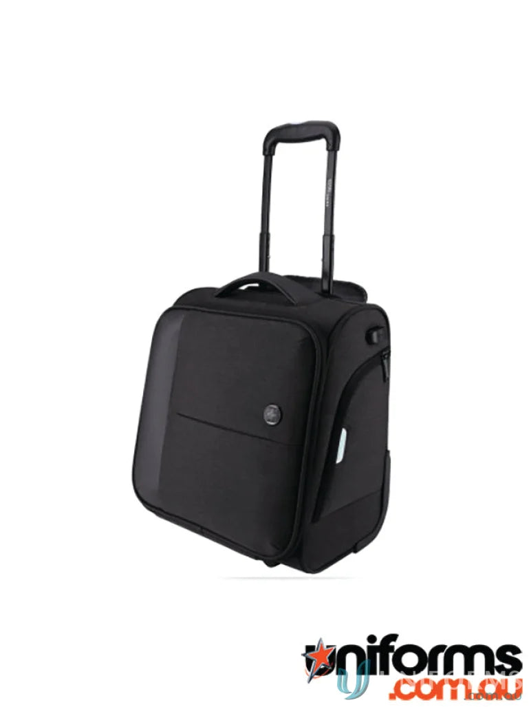 Black rolling carry-on bag from Swissdigital Arosa Underseat Luggage collection