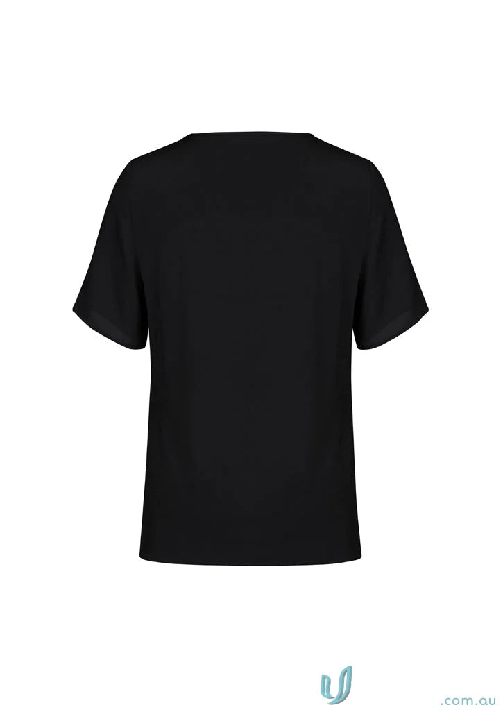 Black short-sleeve blouse on RT065LS Sydney Short Sleeve for casual elegance meets everyday style