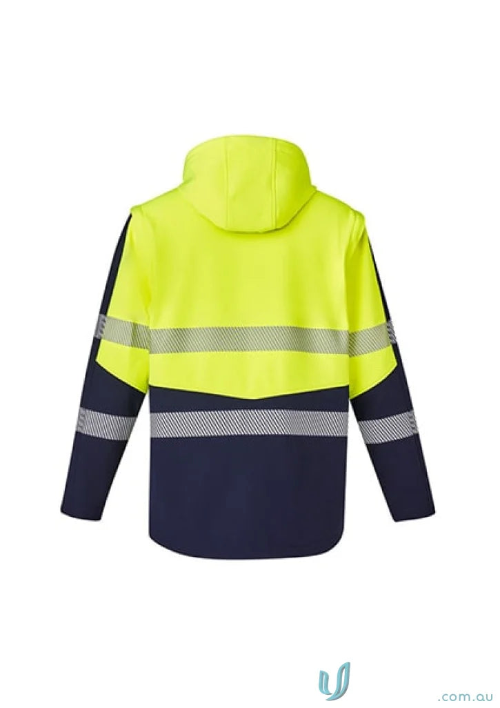 High-visibility hooded work jacket from Syzmik Streetworx, 2-in-1 stretch softshell