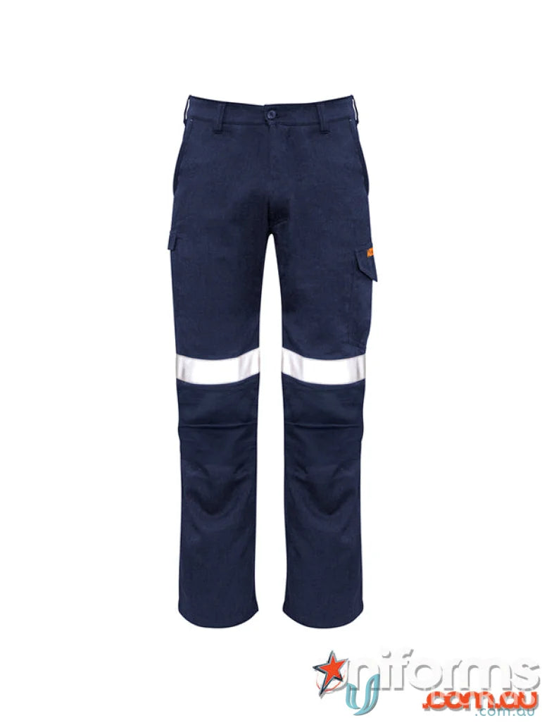 Syzmic Range Men’s Navy work pants with reflective stripes and orange flame taped cargo pant zp521