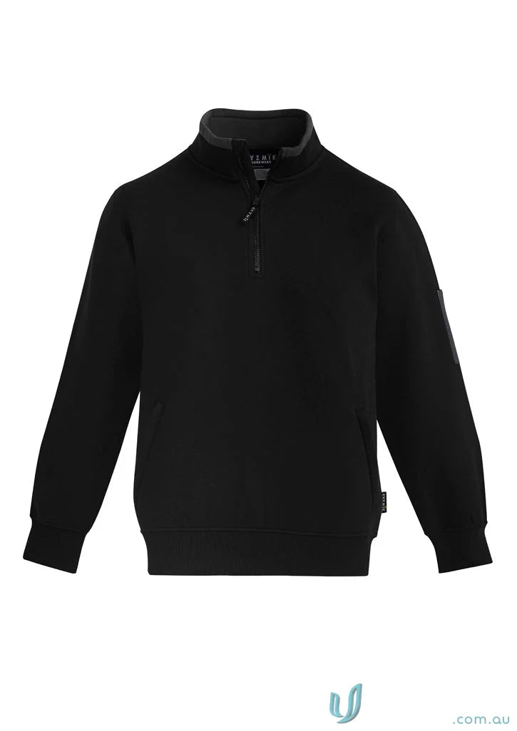 Black quarter-zip fleece pullover with zippered hip pockets, great for cozy zt366 style