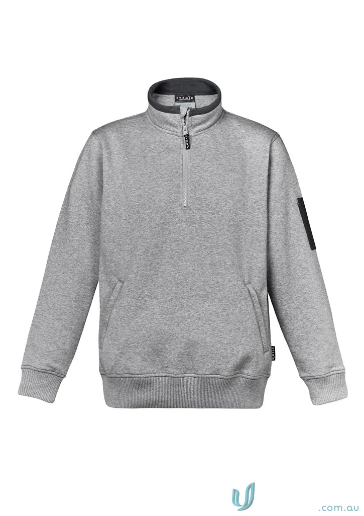 Gray Syzmic Half Zip Fleeece Jumper with zip brushed fleece and zippered hip pockets