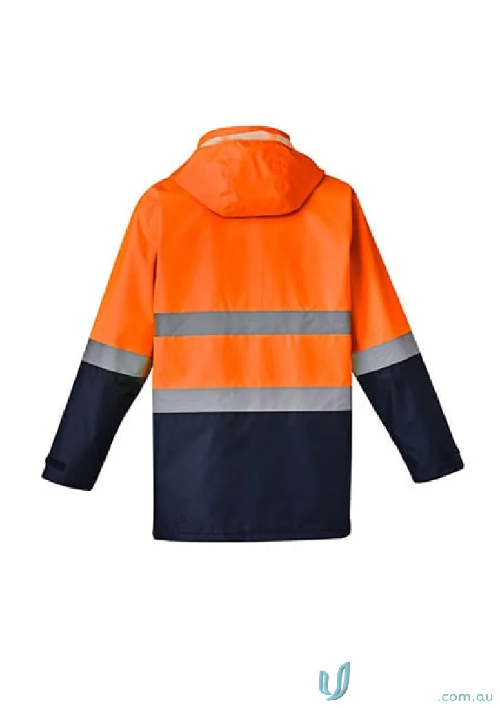 Orange and navy high-visibility waterproof jacket from Syzmic Men’s Reversible Vest line