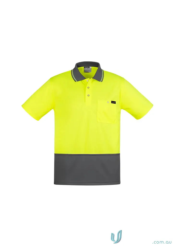 Two-tone safety polo shirt from Syzmic HiVis Comfort Back SS Polo for syzmik men’s tough good times