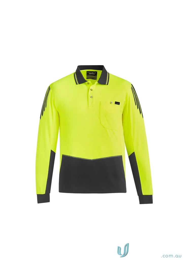 Syzmic Men’s flux long sleeve high-vis work polo shirt SZH310 for safety and comfort