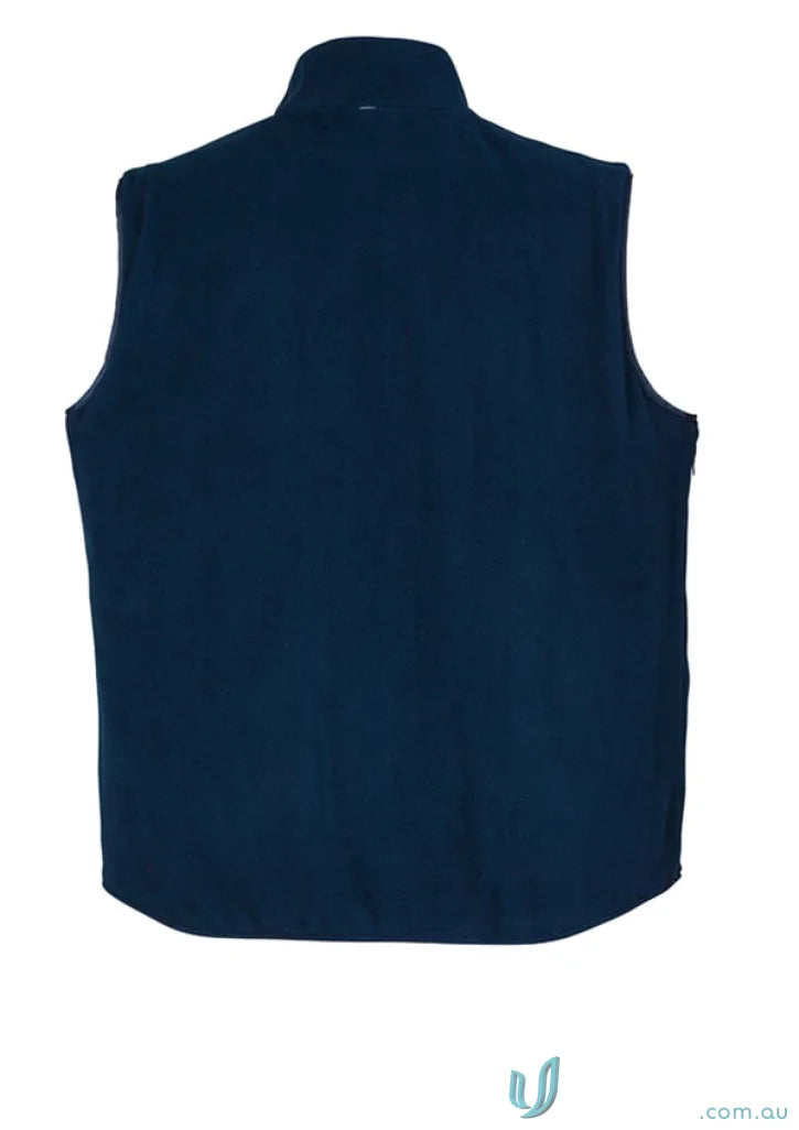Navy blue sleeveless fleece vest from Syzmic ZV358, lightweight waterproof vest to stay dry