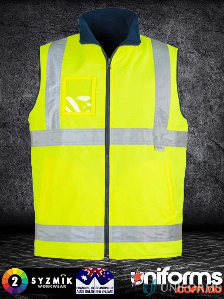Yellow safety vest with reflective stripes from Syzmic ZV358, stay dry and lightweight waterproof vest