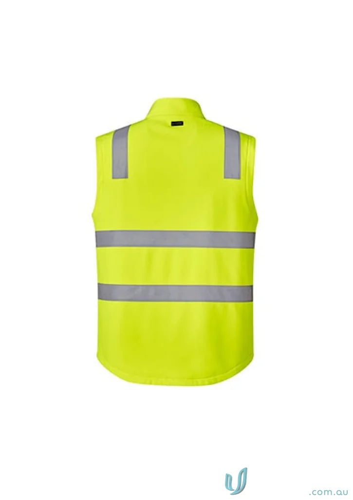 Yellow Syzmic Unisex HiVis Softshell Vest with reflective stripes for safety