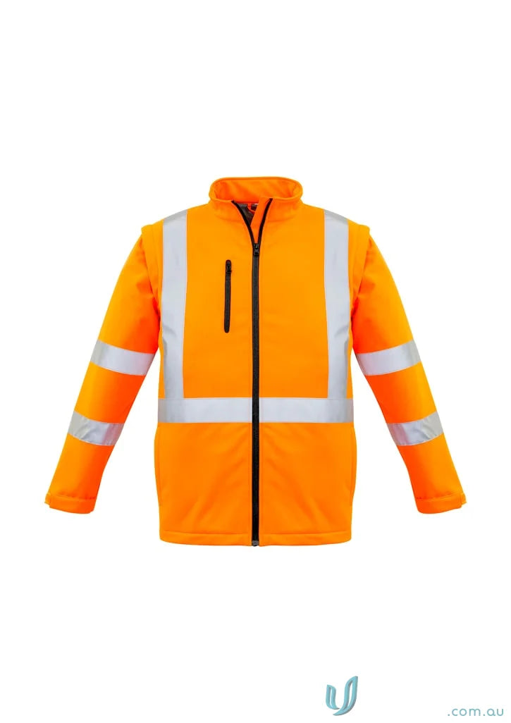 Orange high-visibility softshell jacket ZJ680 with reflective stripes for work environment