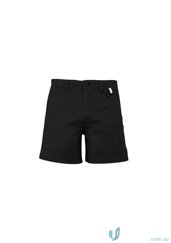 Black men’s rugged cooling shorts in square weave cotton from Syzmic Rugged Cooling ZS507