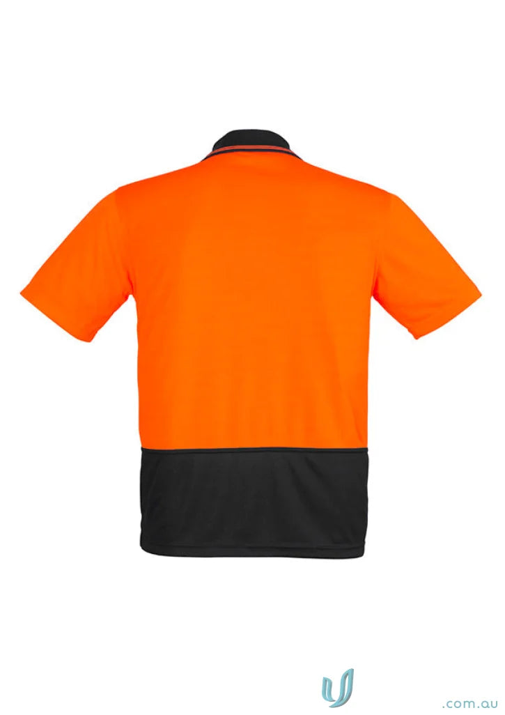 Orange and black short sleeve polo shirt from Syzmic Safety Splice SS Polo collection