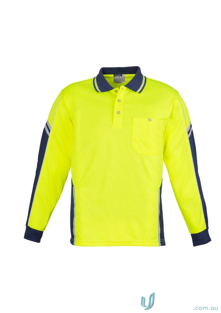 Syzmic Squad Safety LS Polo long sleeve stay visible navy accents sleeve polo zh238