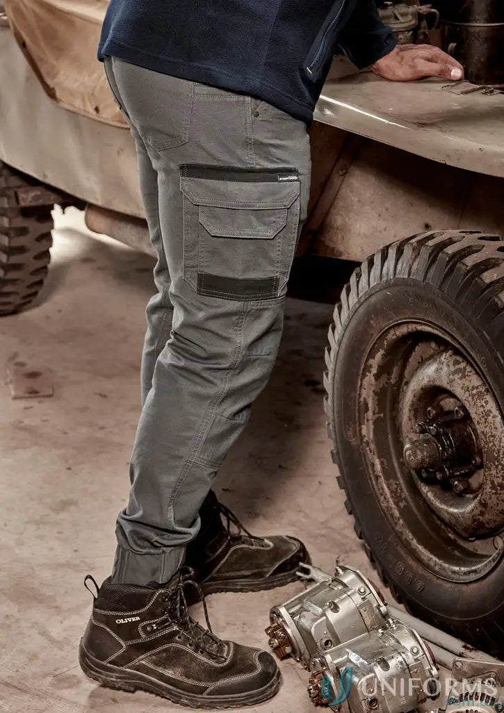 Gray Syzmic Streetworx Heritage Pant featuring pockets and a triple-stitched crotch panel