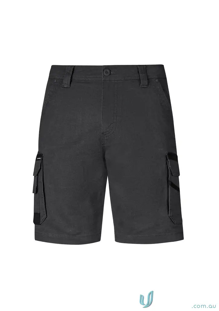 Dark grey Syzmic Streetworx Heritage Short with multiple pockets and mobile phone pocket