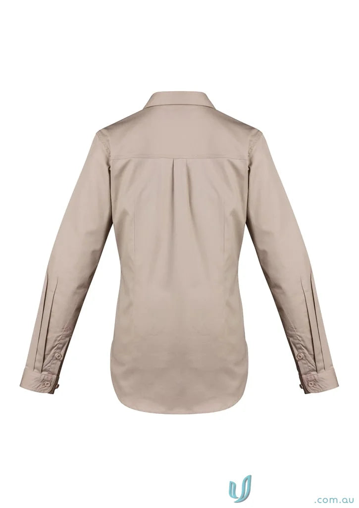 Syzmic Womens Light Weight LS Tradie Shirt with feminine fit and triple-stitched seams
