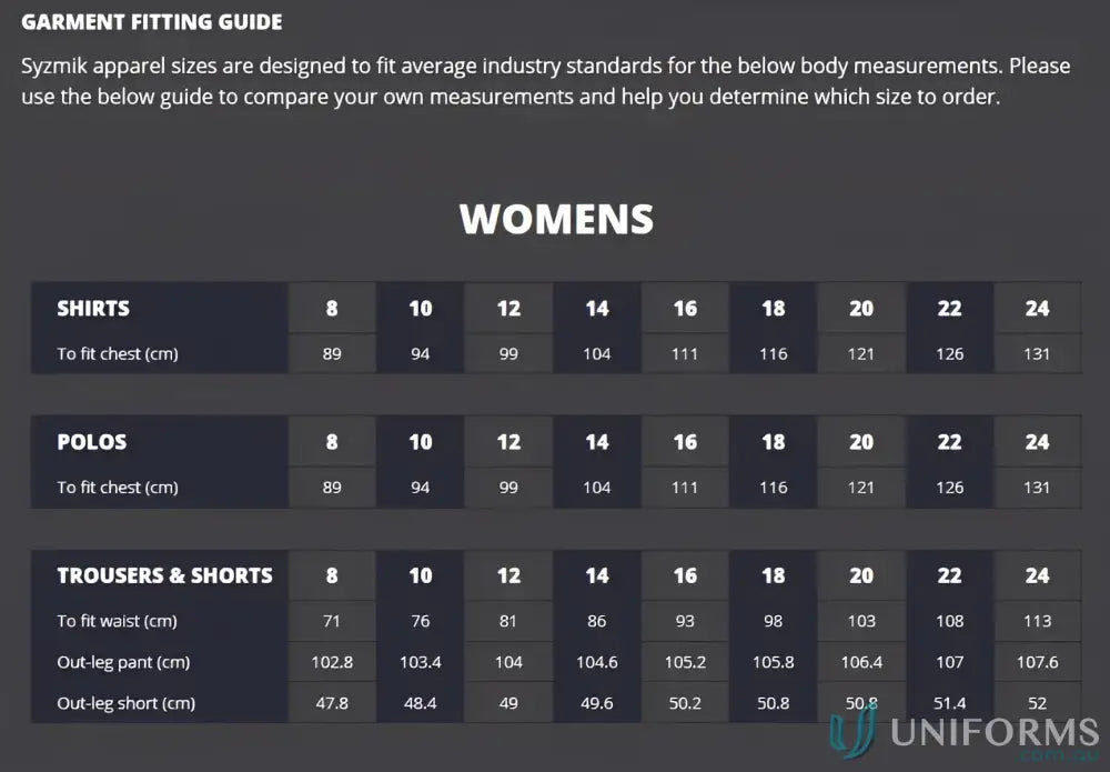 Women’s apparel size guide for Szymik Women’s Plain Utility Short ZWL011 offers unbeatable comfort