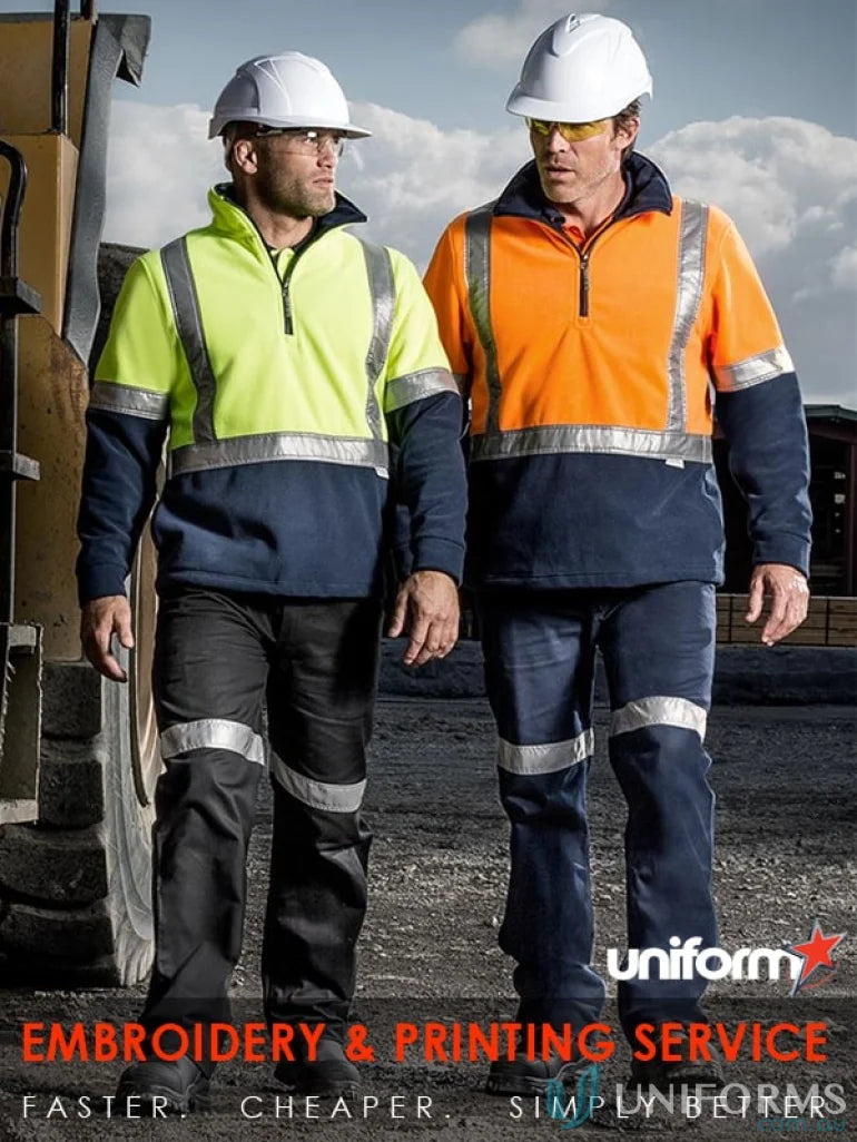 Two men in high-visibility vis polar fleece Syzmik Day/Night Fleece Jumper ZT462