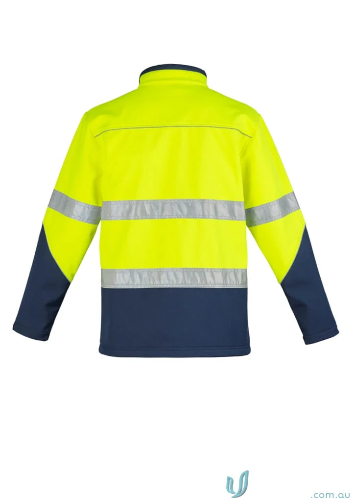 Yellow and navy Syzmik Day/Night Soft Shell Jacket with waterproof zips and 000mm waterproof rating