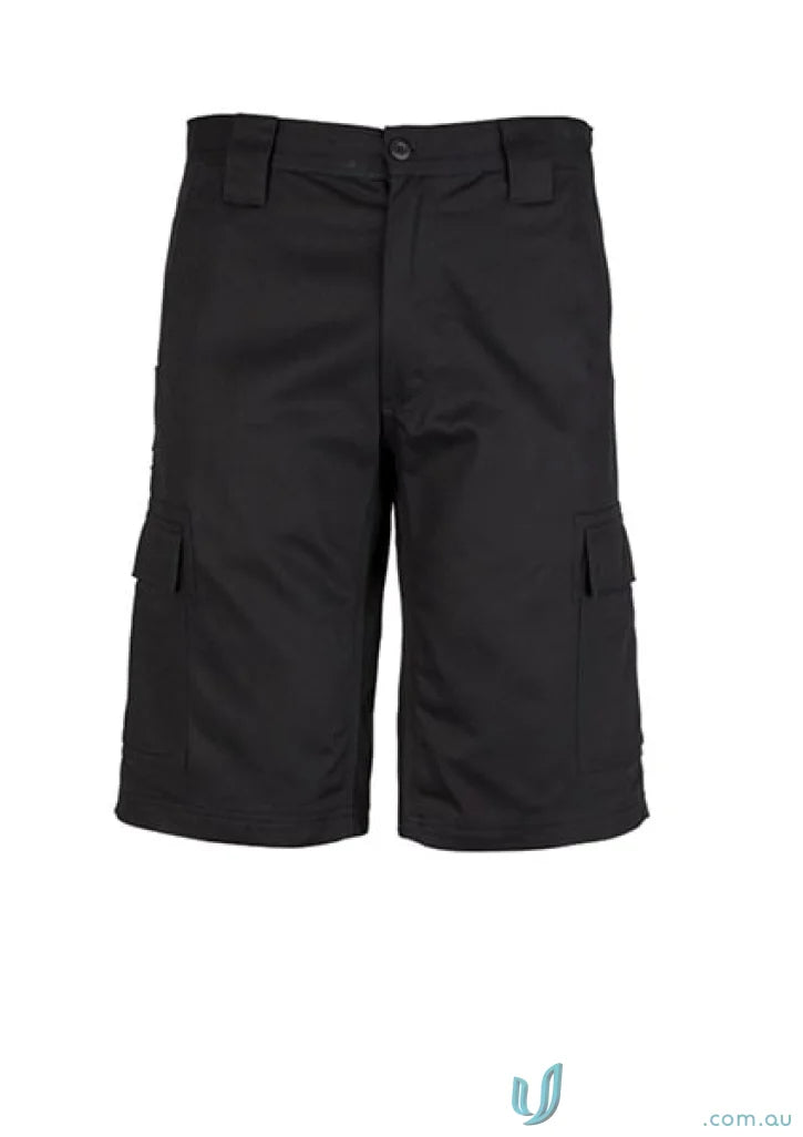 Black Syzmik Men’s Midweight Drill Cargo Short ZW012 for casual comfort