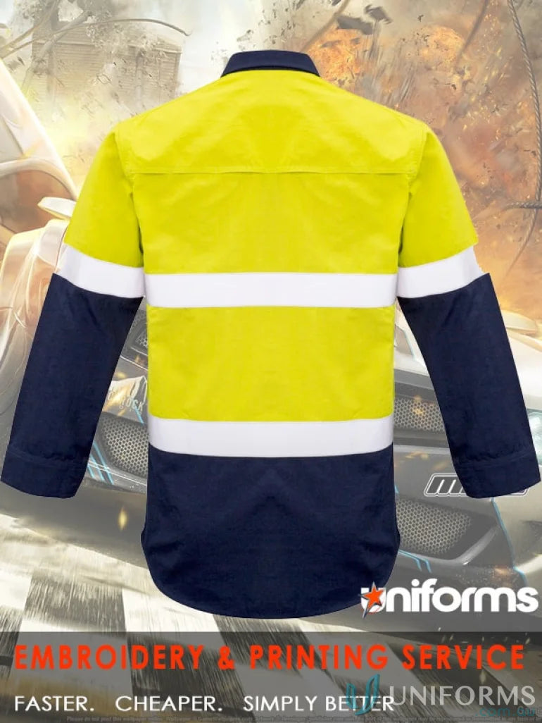 High-vis Syzmik Men’s Red Fire Armour Hoop Taped Spliced Shirt