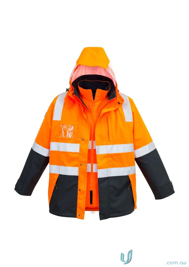 Orange and black Syzmik men’s waterproof jacket zj532 from the Syzmik HiVis 4in1 line