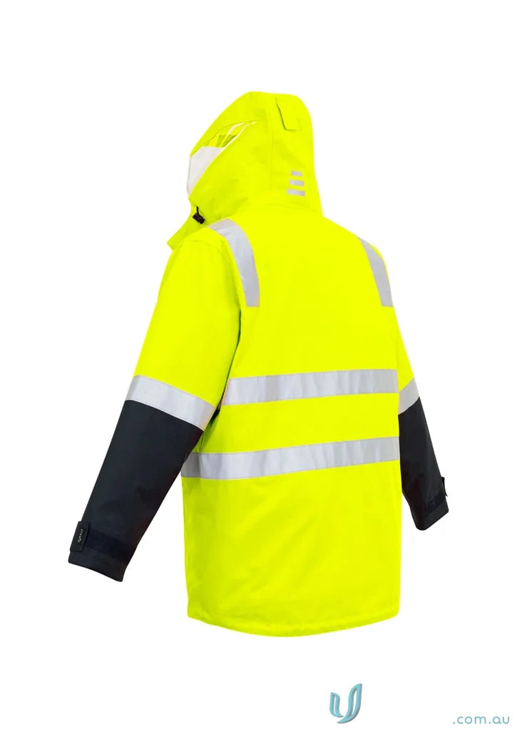 Yellow and black Syzmik Men’s Waterproof Jacket ZJ532 from the Syzmik HiVis 4in1 series